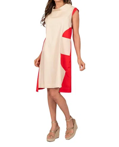 Scapa Color Block Midi Dress In Beige Multi