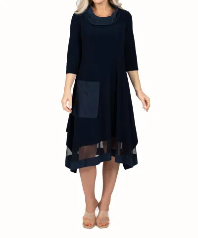 Scapa Cowl Neck Midi Dress In Navy