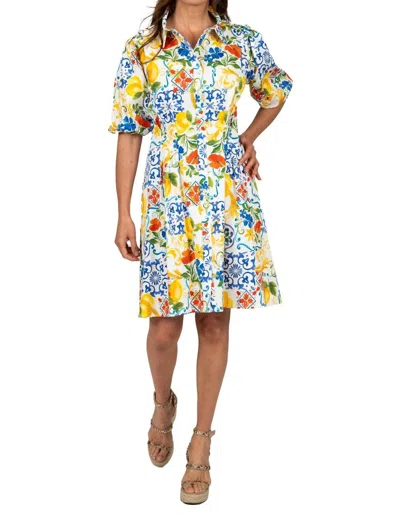 Scapa Floral Button Down Midi Dress In Blue Multicolor