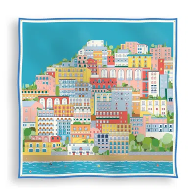 Scapes By Elizabeth Women's Blue / Red Amalfi Coast Ii Silk Scarf In Citrus Splash In Blue/red