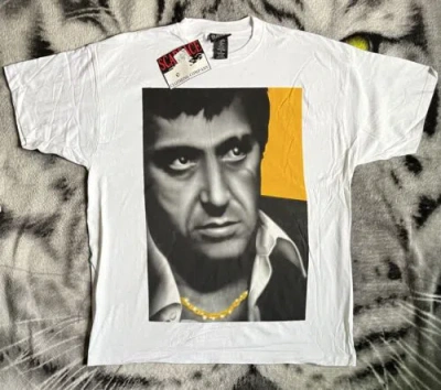 Pre-owned Scarface Rare Vintage Official  / Al Pacino Air Brush Shirt Sz Xl In White