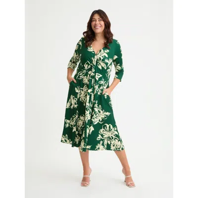 Scarlett & Jo Claudia Peach Touch Knot Front Dress In Green