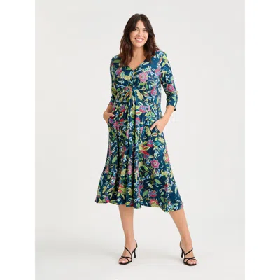 Scarlett & Jo Claudia Peach Touch Knot Front Dress In Multi