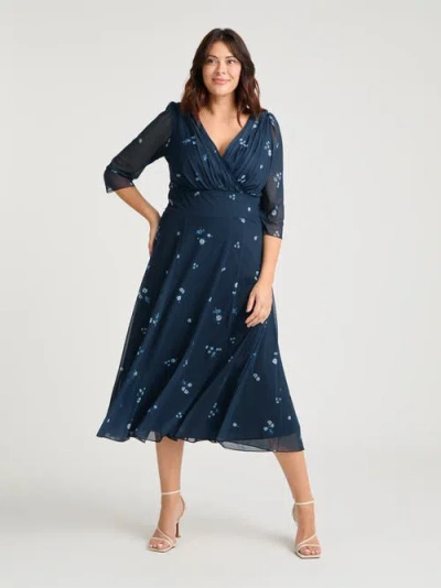 Scarlett & Jo Helena Floral Midi Dress In Blue