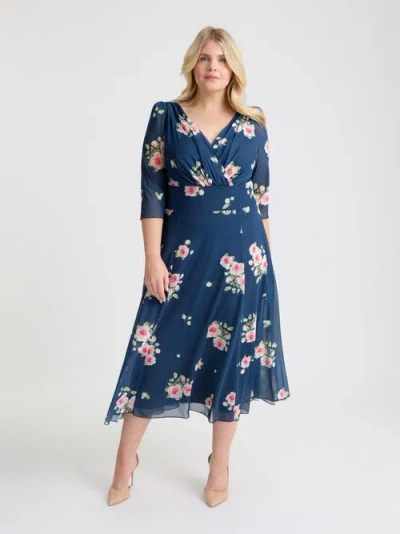 Scarlett & Jo Helena Floral Midi Dress In Blue