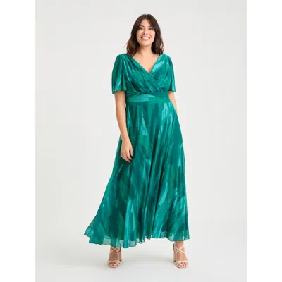 Scarlett & Jo Isabelle Abstract Angel Sleeve Dress In Multi