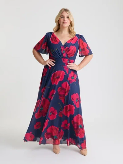 Scarlett & Jo Isabelle Short  Sleeve Maxi Dress In Multi
