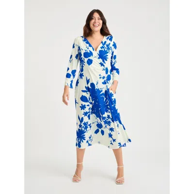 Scarlett & Jo Katie Wrap Midi Dress In Blue