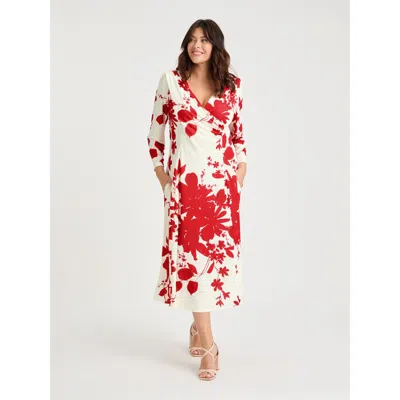 Scarlett & Jo Katie Wrap Midi Dress In Neutral