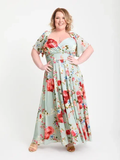 Scarlett & Jo Kemi Bolero Wrap Bodice Maxi Gown In Green