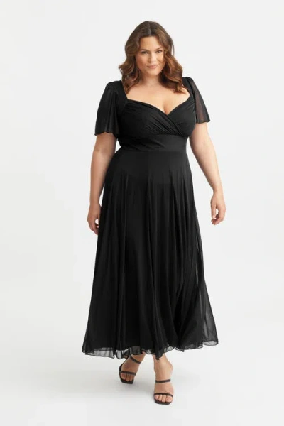 Scarlett & Jo Kemi Solid Bolero Wrap Bodice Maxi Gown In Black
