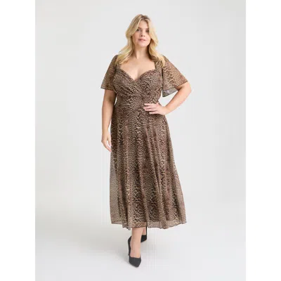 Scarlett & Jo Liz Animal Bolero Wrap Bodice Midi Dress In Animal Print