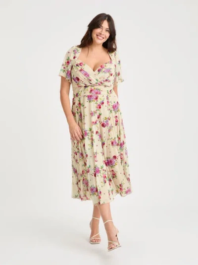 Scarlett & Jo Liz Floral Bolero Wrap Bodice Midi Dress In Multi