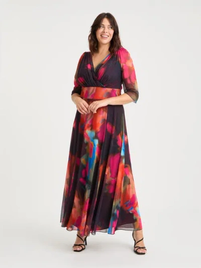 Scarlett & Jo Verity Abstract Print Maxi Gown In Multi