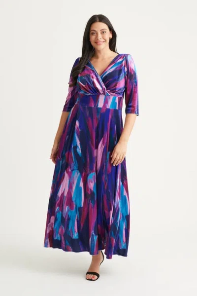 Scarlett & Jo Verity Abstract Print Maxi Gown In Blue