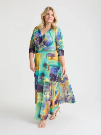 Scarlett & Jo Verity Abstract Print Maxi Gown In Multi