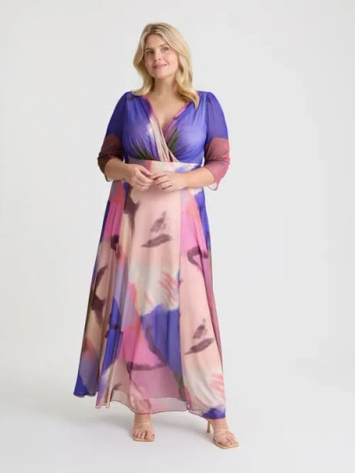 Scarlett & Jo Verity Abstract Print Maxi Gown In Purple