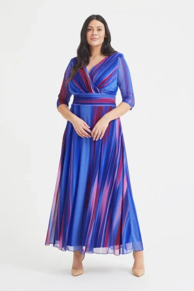 Scarlett & Jo Verity Ikat Print Maxi Gown In Blue