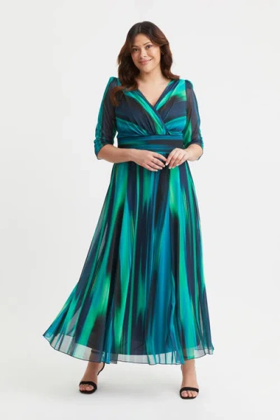 Scarlett & Jo Verity Ikat Print Maxi Gown In Multi
