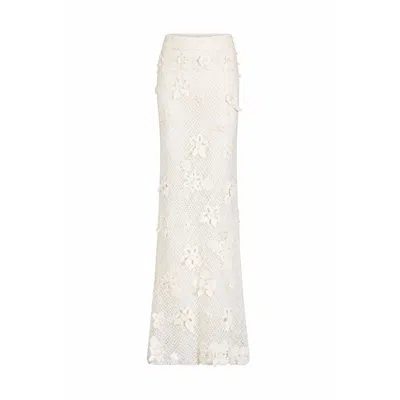 Scarlett Gasque Women's White Ariel Crochet Long Skirt