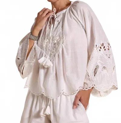 Scarlett Poppies Ashu Embroidered Top In Antique White