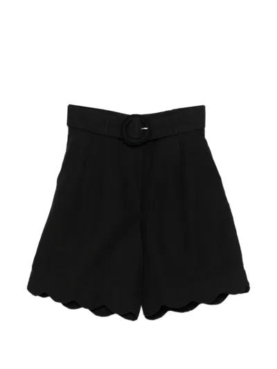 Scarlett Poppies Basica Scalloped-trim Shorts In Black