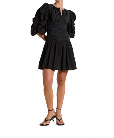 Scarlett Poppies Cher Balloon Sleeve Mini Dress In Onyx Black
