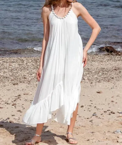 Scarlett Poppies Cirkelina - Pearl Decorated Volume Strap Dress In Simply White In Multi