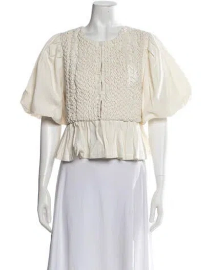Pre-owned Scarlett Poppies Crew Neck Short Sleeve Top W/ Tags In Neutrals