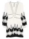 Scarlett Poppies Embroidered V-neck Mini Dress In White