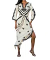 Scarlett Poppies Endless Summers Embroidered Kaftan Dress In Natural In White