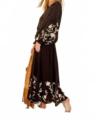 Scarlett Poppies Estepona Maxi Skirt In Onyx Black In Multi