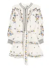 Scarlett Poppies Fiucci Embroidered Belted Mini Dress In White