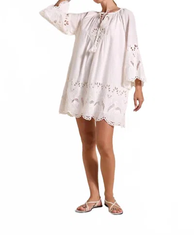 Scarlett Poppies Flamingo Oasis Mini Dress In Antique White