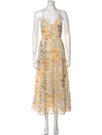 Pre-owned Scarlett Poppies Floral Print Long Dress In Neutral
