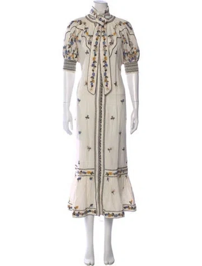 Pre-owned Scarlett Poppies Floral Print Long Dress In Neutral