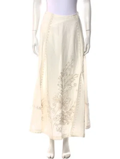 Pre-owned Scarlett Poppies Floral Print Long Skirt W/ Tags In Neutrals
