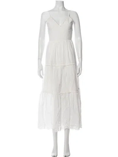 Pre-owned Scarlett Poppies Floral Print Midi Length Dress In White