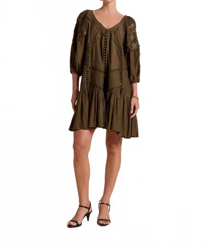 Scarlett Poppies Holly Mini Dress In Olive Green