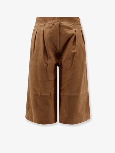 Scarlett Poppies Inez Suede Bermuda Shorts In Brown