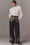 Scarlett Poppies Isi Embroidered Trouser Pants In Black