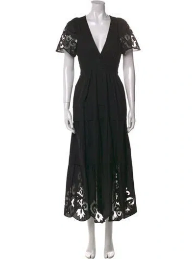 Pre-owned Scarlett Poppies Lace Pattern Long Dress In Black
