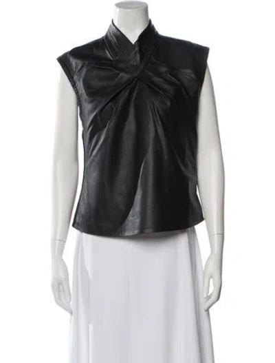 Pre-owned Scarlett Poppies Lamb Leather Sleeveless Top In Black
