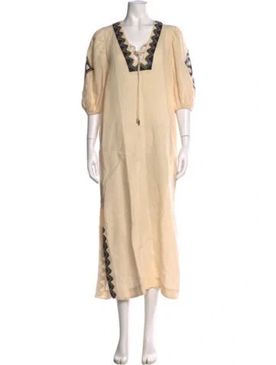Pre-owned Scarlett Poppies Linen Long Dress In Neutral