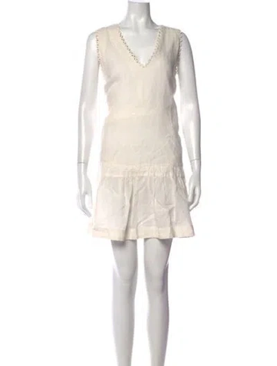 Pre-owned Scarlett Poppies Linen Mini Dress In Neutrals