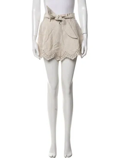 Pre-owned Scarlett Poppies Linen Mini Shorts In Neutrals