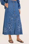 Scarlett Poppies Livia Midi Skirt In Denim Blue In Blue