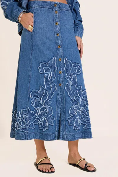 Scarlett Poppies Livia Midi Skirt In Denim Blue