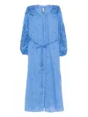 Scarlett Poppies Liwa Embroidered Midi Dress In Blue