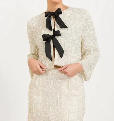 Scarlett Poppies Massima Sequin And Beads Jacket In Beige In Neutral